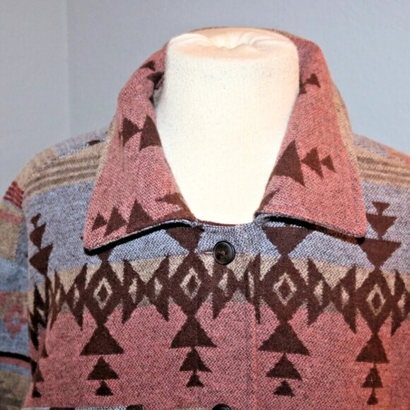Women's Aztec Print Shacket Jacket XXL  Multicolor Casual Western Casual - Picture 3 of 16